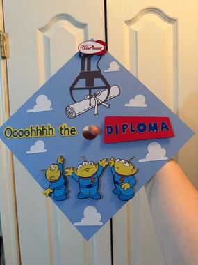 Toy Story Alien Graduation Cap - Blue with Yellow & Red Accents